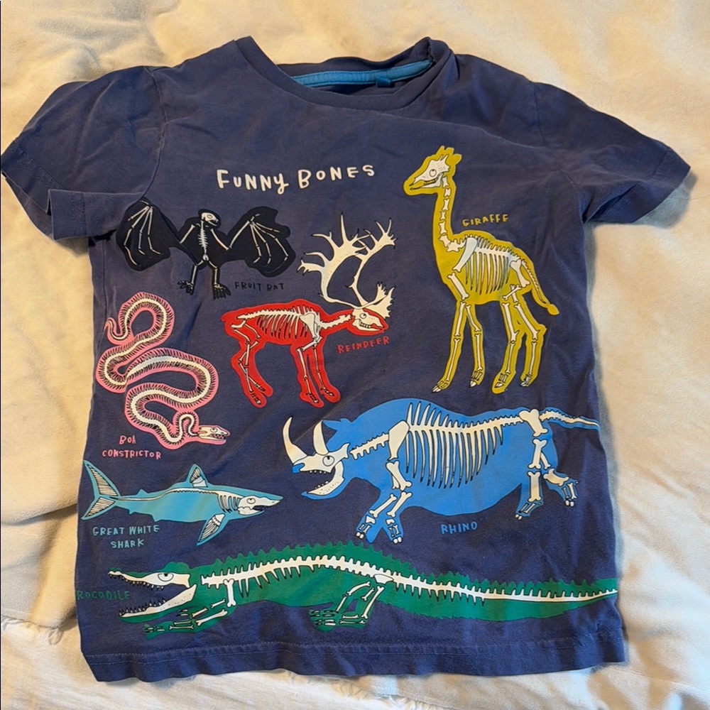 Mini Boden Kids Blue Dinosaur Graphic T-Shirt